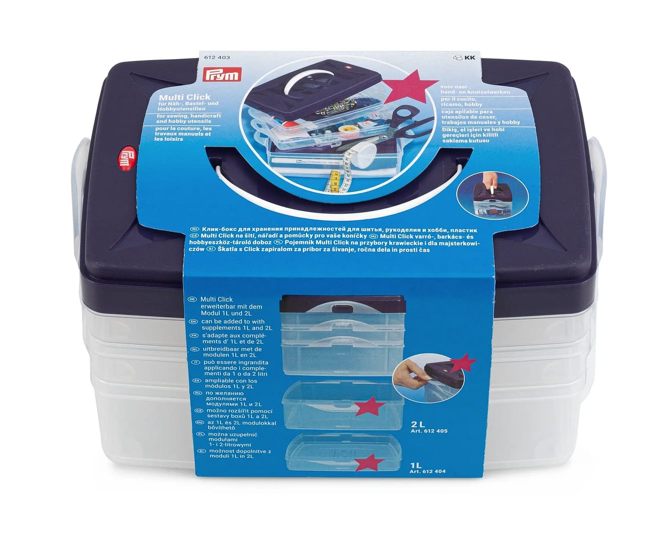 PRYM Aufbewahrungsbox Multi Click - 24 cm x 16,5 cm x 14 cm